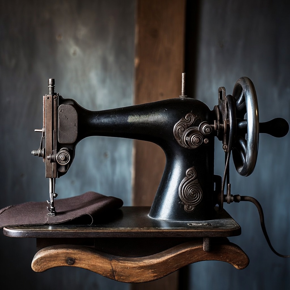 A treadle sewing machine in cast iron, with gold decal