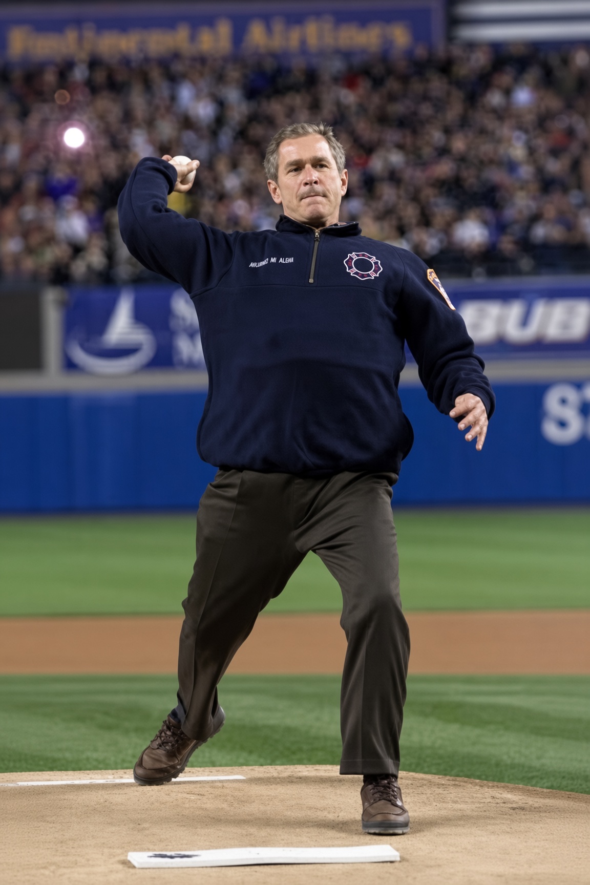The ceremonial first pitch, October 2001