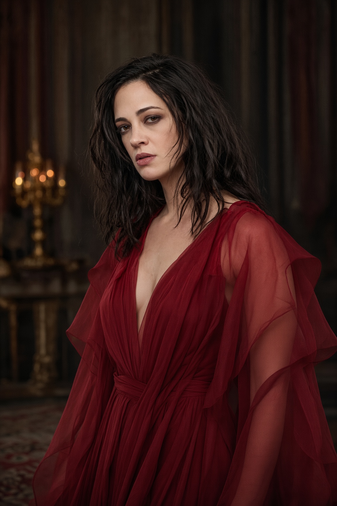 Asia Argento in red