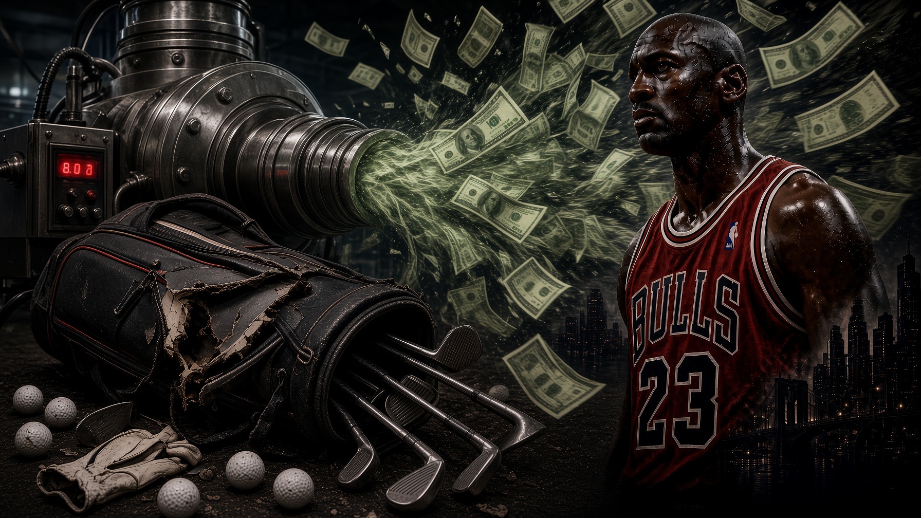Michael Jordan, a money cannon, and a golf bag