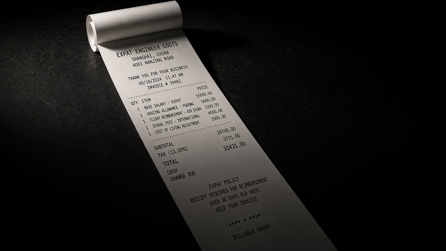 The legible top of the receipt is cost of goods sold.